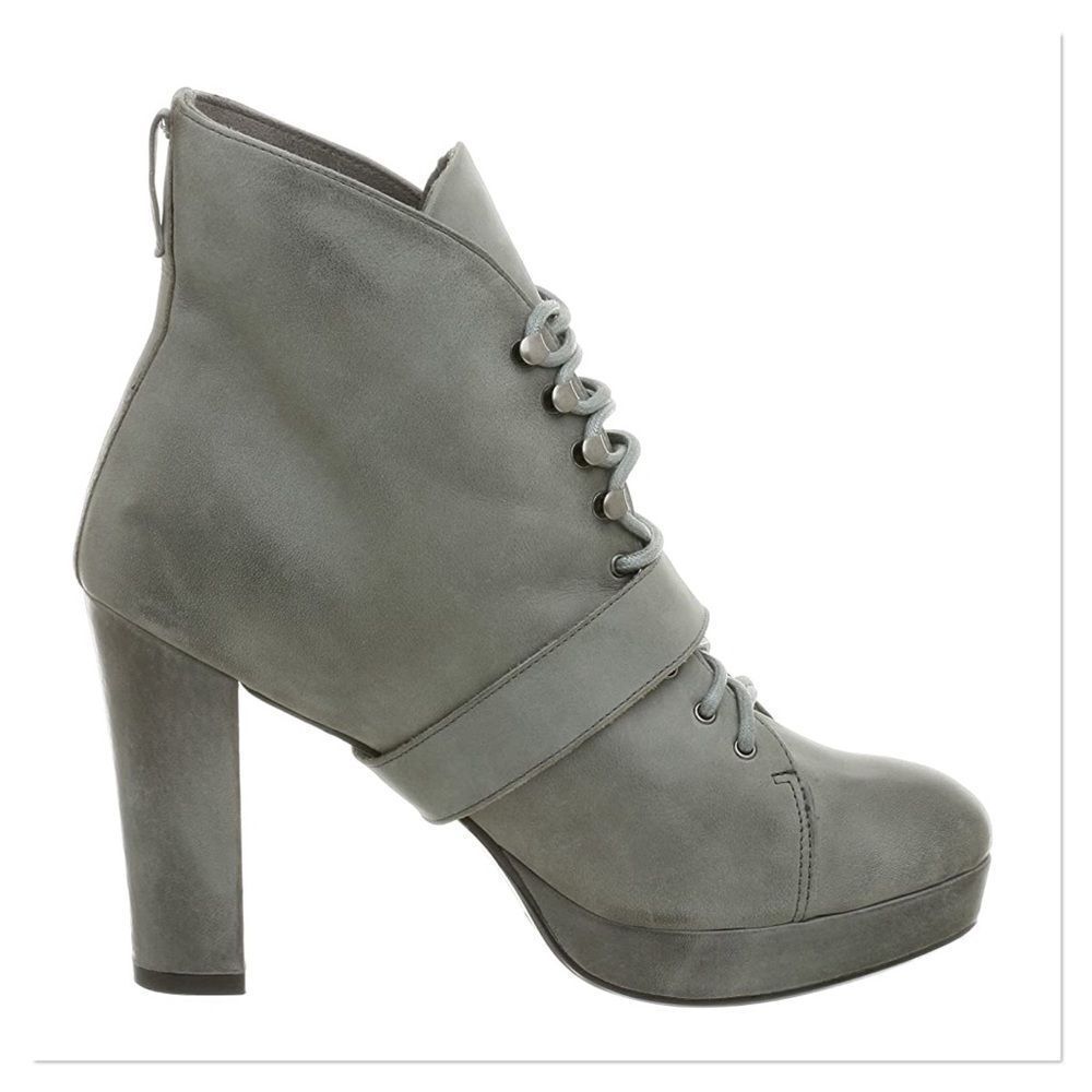 Seychelles Women's Gray Under Construction Lace Up Ankle Boot Size 6.5
